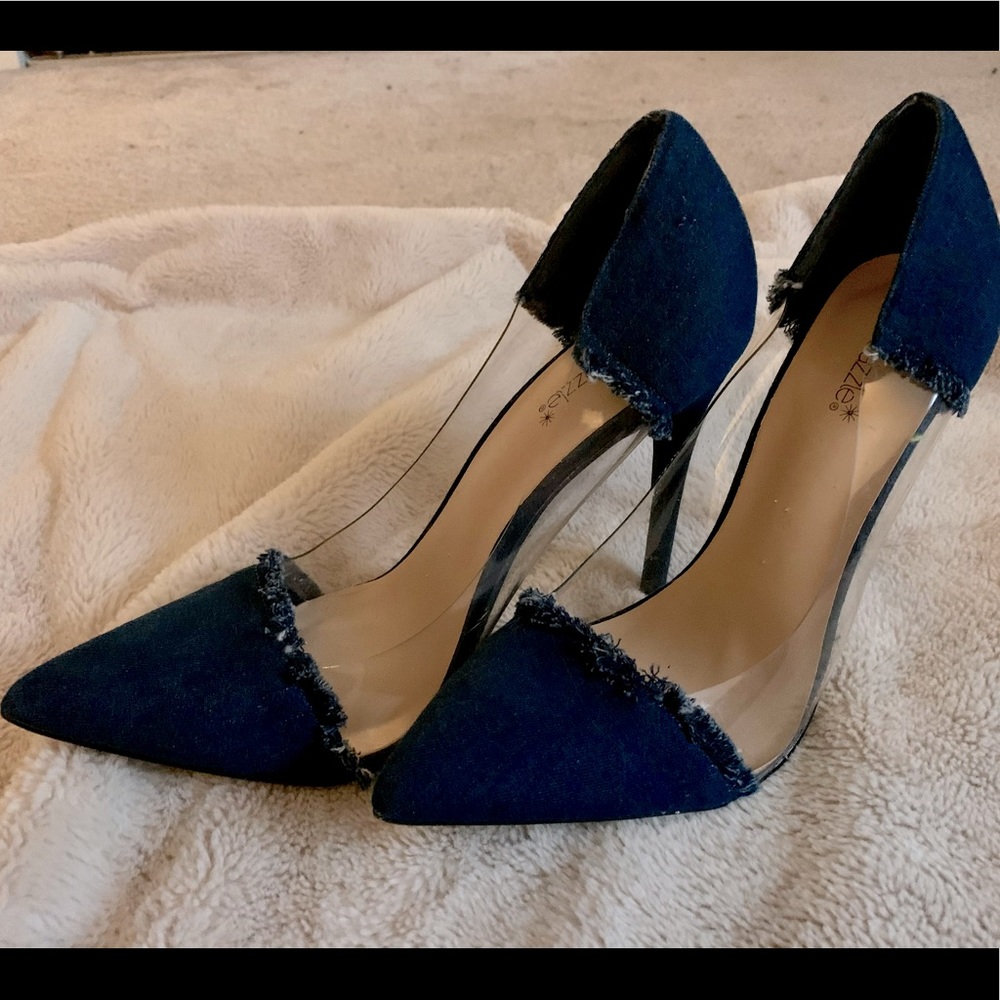 Frayed jean heels